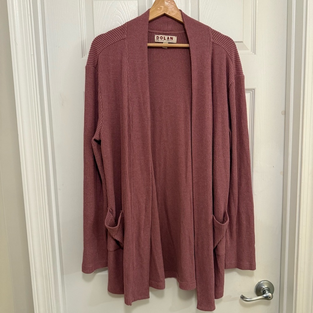 Like New Anthropologie Dolan Left Coast Ribbed Open Front Cardigan with Pockets
